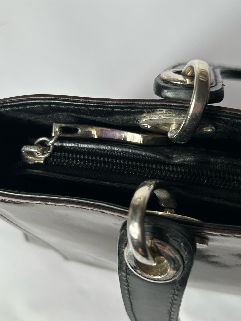 Beijo Purse Faux Patent Leather Satchel Handbag Double Handles Card Money Holder - Picture 6 of 16